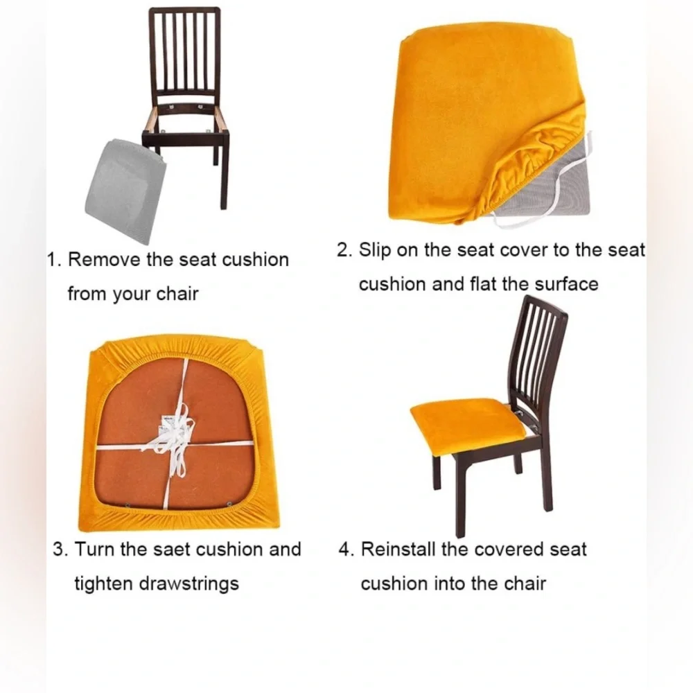 NWT 8 Velour Chair Seat Cushion Covers